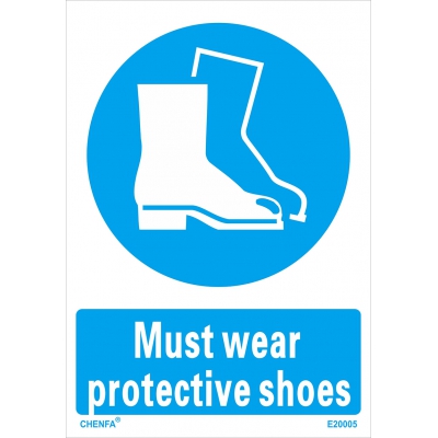 Must Wear Protective Shoes Sign Safety Signs Direction Signs PVC Sign E20005