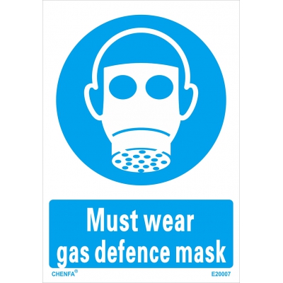 Must Wear Gas Defence Mask Sign Safety Signs Direction Signs PVC Sign E20007
