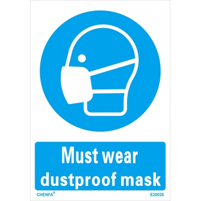 Must Wear Dustproof Mask Sign Safety Signs Direction Signs PVC Sign E20026