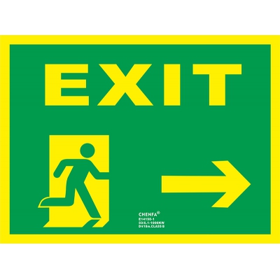 Right Exit Sign Glow In the Dark Photoluminescent Fire Safety Signs Escape Sign E14190-1