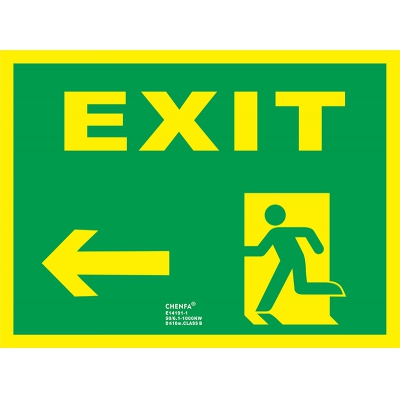 Left Exit Sign Glow In the Dark Photoluminescent Fire Safety Signs Escape Sign E14191-1