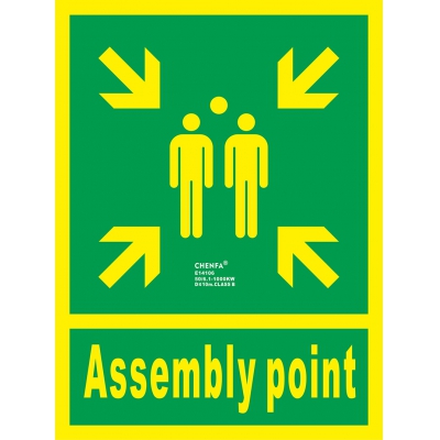 Fire Assembly Point Glow In the Dark Photoluminescent Fire Safety Signs E14106