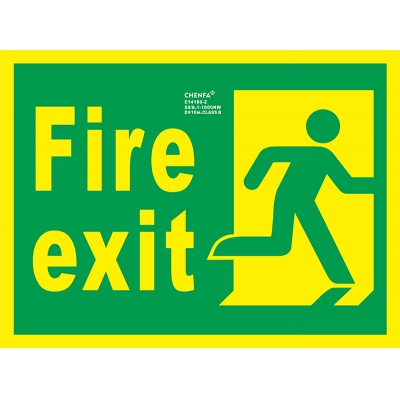 Right Fire Exit Sign Glow In the Dark Photoluminescent Fire Safety Signs Escape Sign E14180-2
