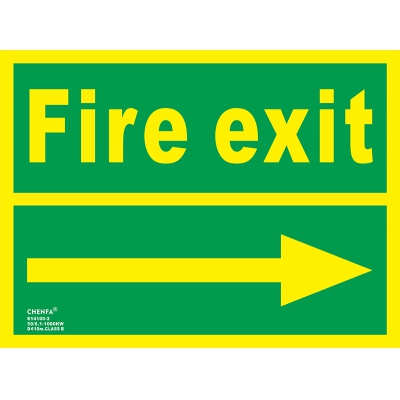 Right Fire Exit Sign Glow In the Dark Photoluminescent Fire Safety Signs Escape Sign E14100-2