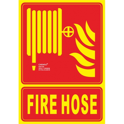 Fire Hose Signs Safety Signs Glow In the Dark  Photoluminescent Fire Safety Signs E00108